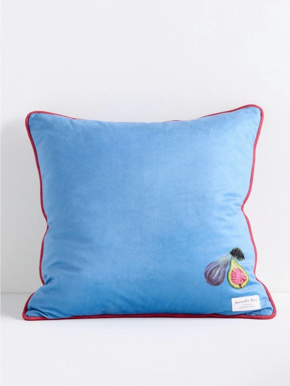 Anthropologie Nathalie Lete Embroidered Velvet Pillow, Wedgwood Blue